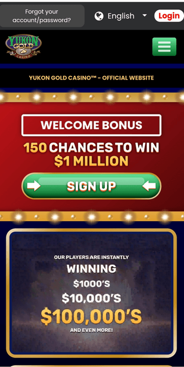 Using the App or Mobile Version on Yukon Gold Casino