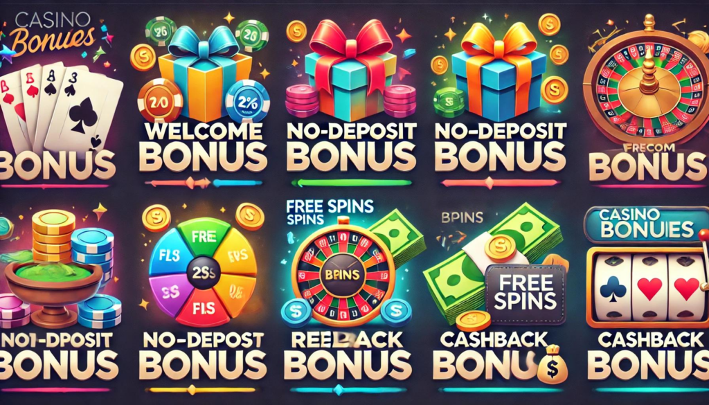 Types of Casino Bonuses
Welcome Bonus
Matching Deposit Incentive
No Deposit Bonus
Free Spins Offers
Recharge Offers
Casino Bonus Codes