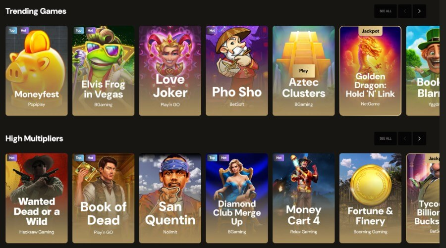 he selection includes slots, table games, live casino experiences, and exciting cash games among other options.
Game Collection at Lucky Ones Casino