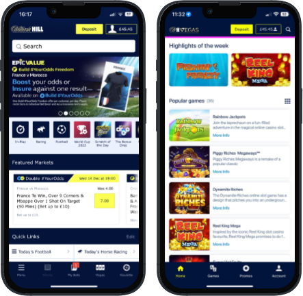 William Hill Betting App
Advanced Payouts for Soccer

Numerous Offers for Horse Racing

Impressive Options for Same-Game Parlays